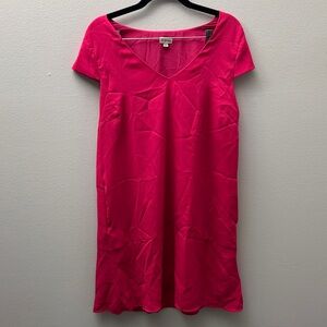 Vibrant Pink V-Neck Dress